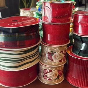 10 Traditional Christmas Ribbon for Bows Wreaths Ornaments NEW